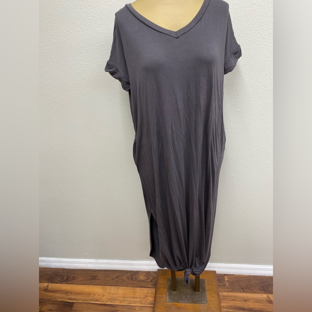 Zenana Outfitters | Dark Gray Short Sleeve Maxi Dress S